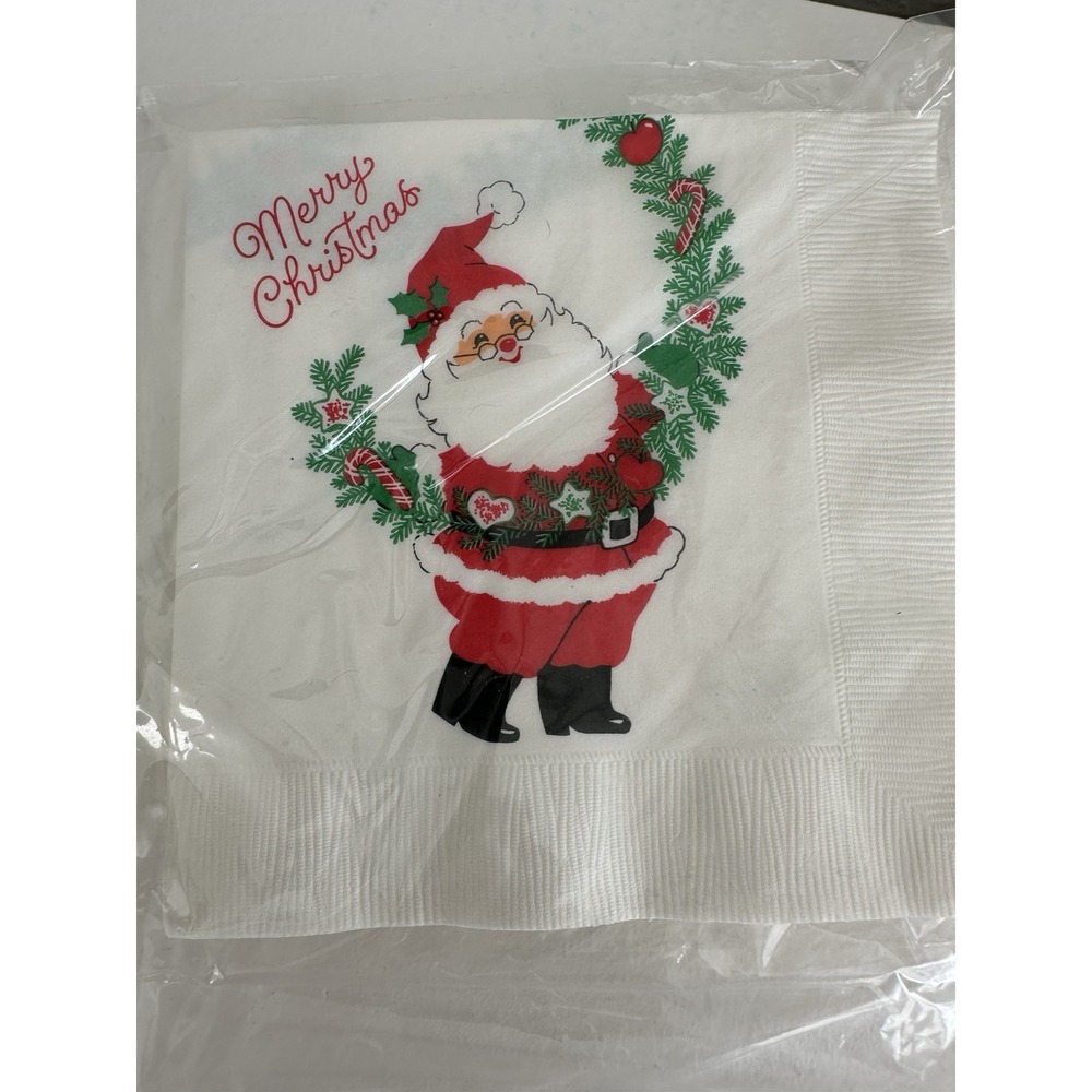 Hallmark Santa Claus Vintage Paper Cocktail Christmas Napkins Holiday
